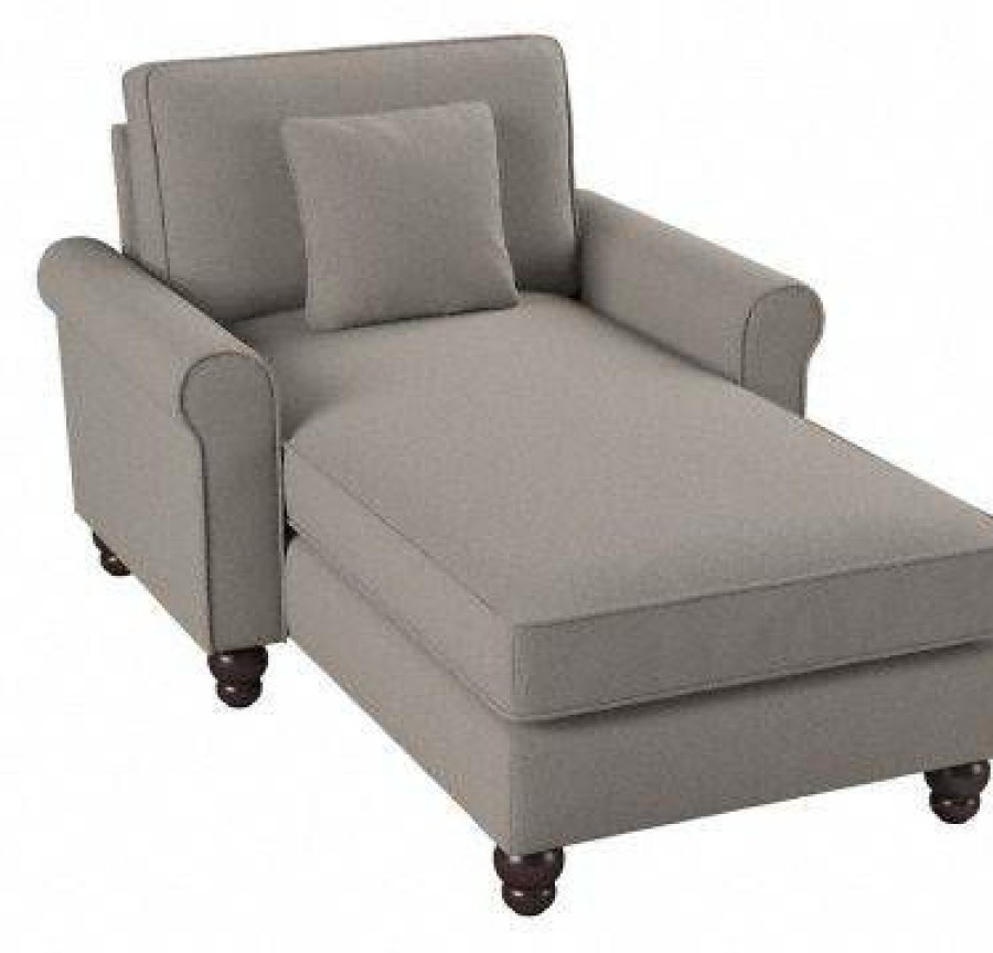 Living & Family Room Furniture * | Discounts Bush Furniture Hudson Chaise Lounge With Arms In Beige Herringbone Bush Furniture Hdm41Bbgh-03K