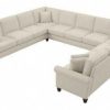 Living & Family Room Furniture * | Promotions Bush Furniture Coventry 137W U Shaped Sectional Couch In Cream Herringbone Bush Furniture Cvy135Bcrh-03K