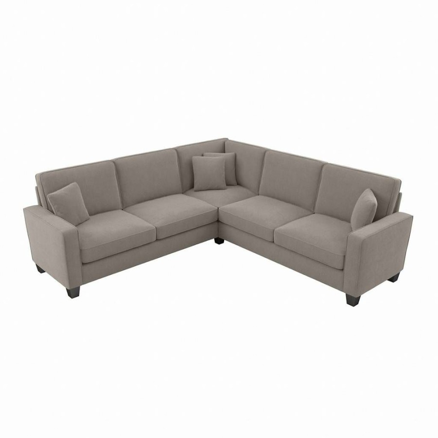 Living & Family Room Furniture * | Clearance Sale Bush Furniture Stockton 98W L Shaped Sectional Couch In Beige Herringbone Sny98Sbgh-03K