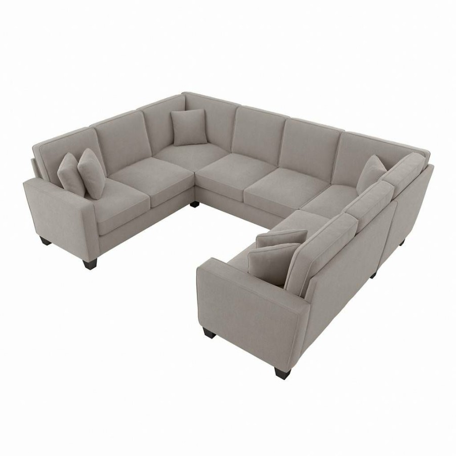 Living & Family Room Furniture * | Classical Bush Furniture Stockton 112W U Shaped Sectional Couch In Beige Herringbone Sny112Sbgh-03K