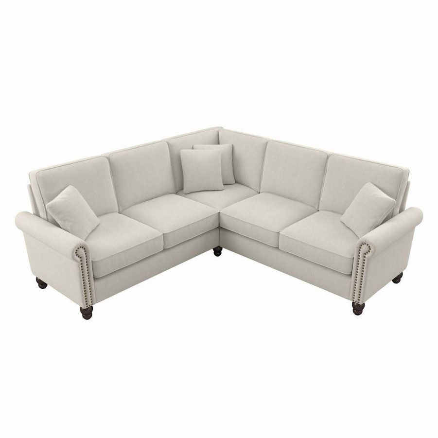 Living & Family Room Furniture * | Wholesale Bush Furniture Coventry 87W L Shaped Sectional Couch In Light Beige Microsuede Bush Furniture Cvy86Blbm-03K