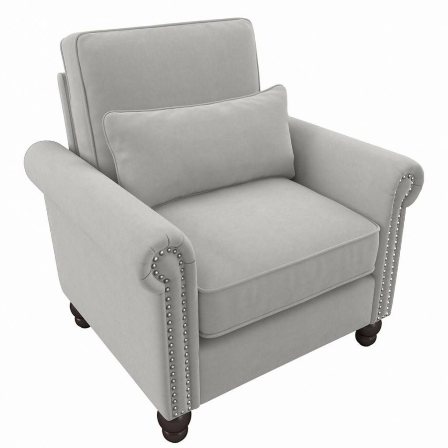 Living & Family Room Furniture * | Online Bush Furniture Coventry Accent Chair With Arms In Light Gray Microsuede Bush Furniture Cvk36Blgm-03