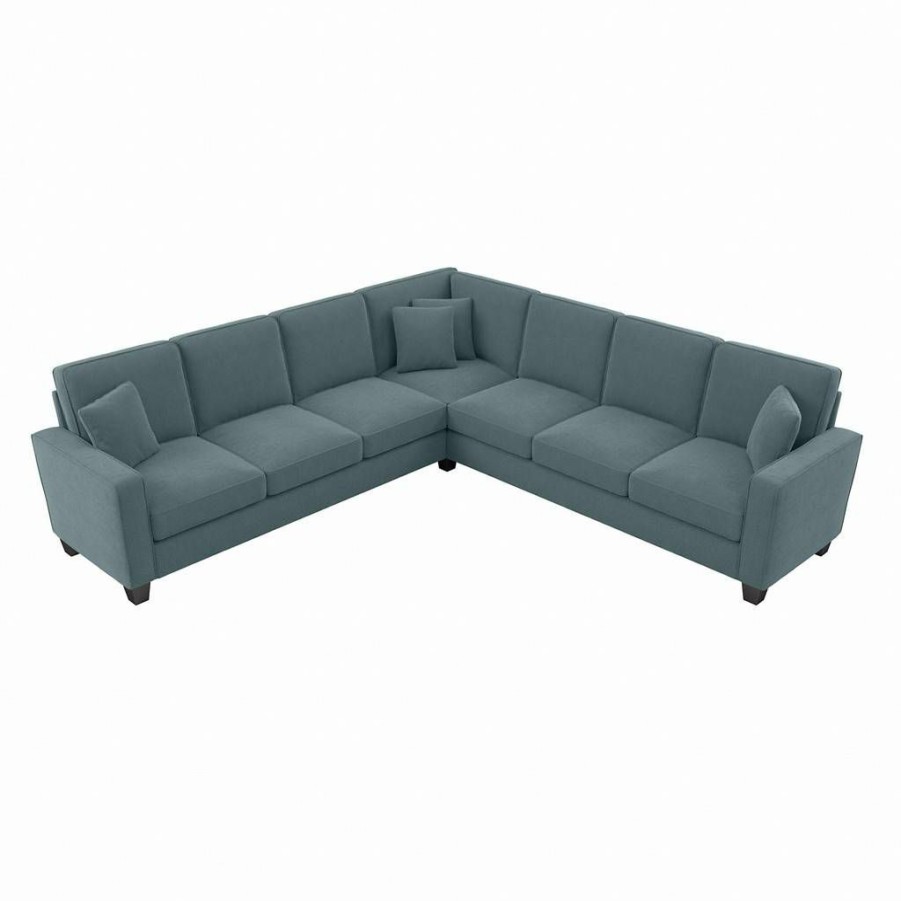 Living & Family Room Furniture * | Outlet Bush Furniture Stockton 110W L Shaped Sectional Couch In Turkish Blue Herringbone Sny110Stbh-03K