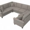 Living & Family Room Furniture * | Excellent Quality Bush Furniture Hudson 113W U Shaped Sectional Couch In Beige Herringbone Bush Furniture Hdy112Bbgh-03K