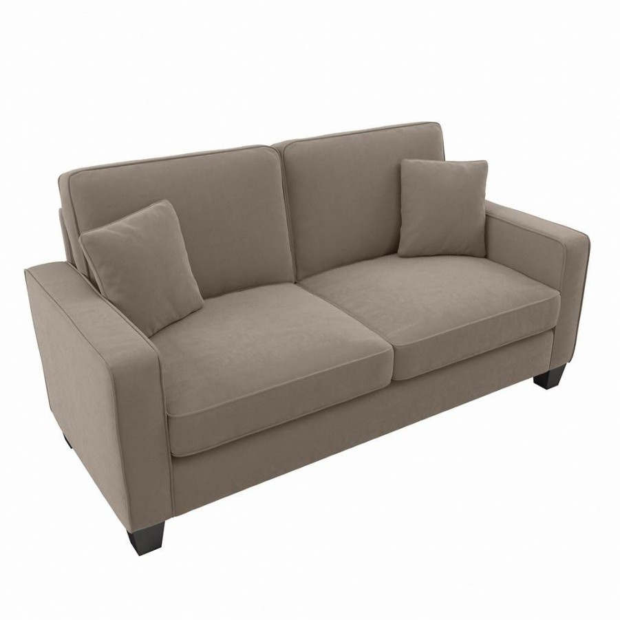 Living & Family Room Furniture * | Quick Expedition Bush Furniture Stockton 73W Sofa In Tan Microsuede Bush Furniture Snj73Stnm-03K