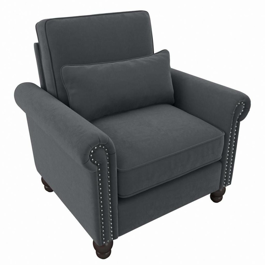 Living & Family Room Furniture * | Wholesale Bush Furniture Coventry Accent Chair With Arms In Dark Gray Microsuede Bush Furniture Cvk36Bdgm-03