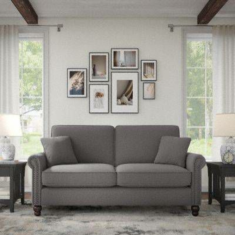 Living & Family Room Furniture * | Discounts Bush Furniture Coventry 73W Sofa In French Gray Herringbone Bush Furniture Cvj73Bfgh-03K