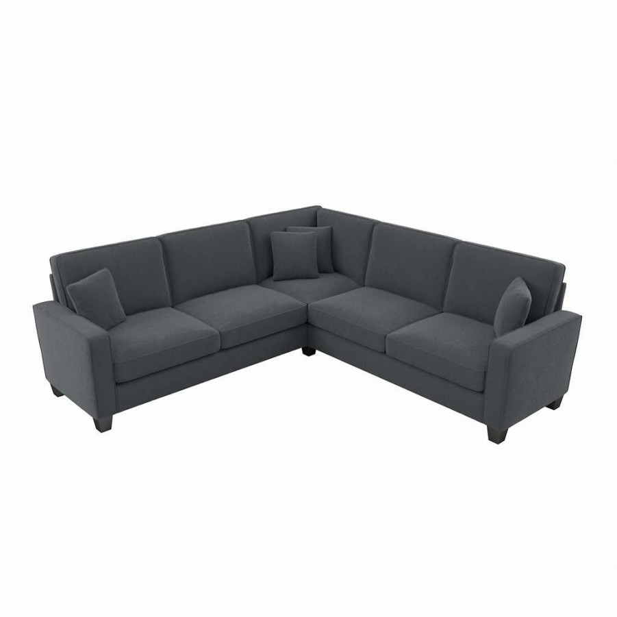 Living & Family Room Furniture * | Best Sale Bush Furniture Stockton 99W L Shaped Sectional Couch In Dark Gray Microsuede Bush Furniture Sny98Sdgm-03K