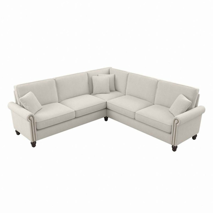 Living & Family Room Furniture * | Crazy Deals Bush Furniture Coventry 99W L Shaped Sectional Couch In Light Beige Microsuede Bush Furniture Cvy98Blbm-03K