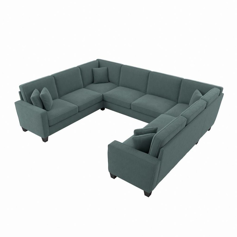 Living & Family Room Furniture * | Wholesale Bush Furniture Stockton 123W U Shaped Sectional Couch In Turkish Blue Herringbone Sny123Stbh-03K