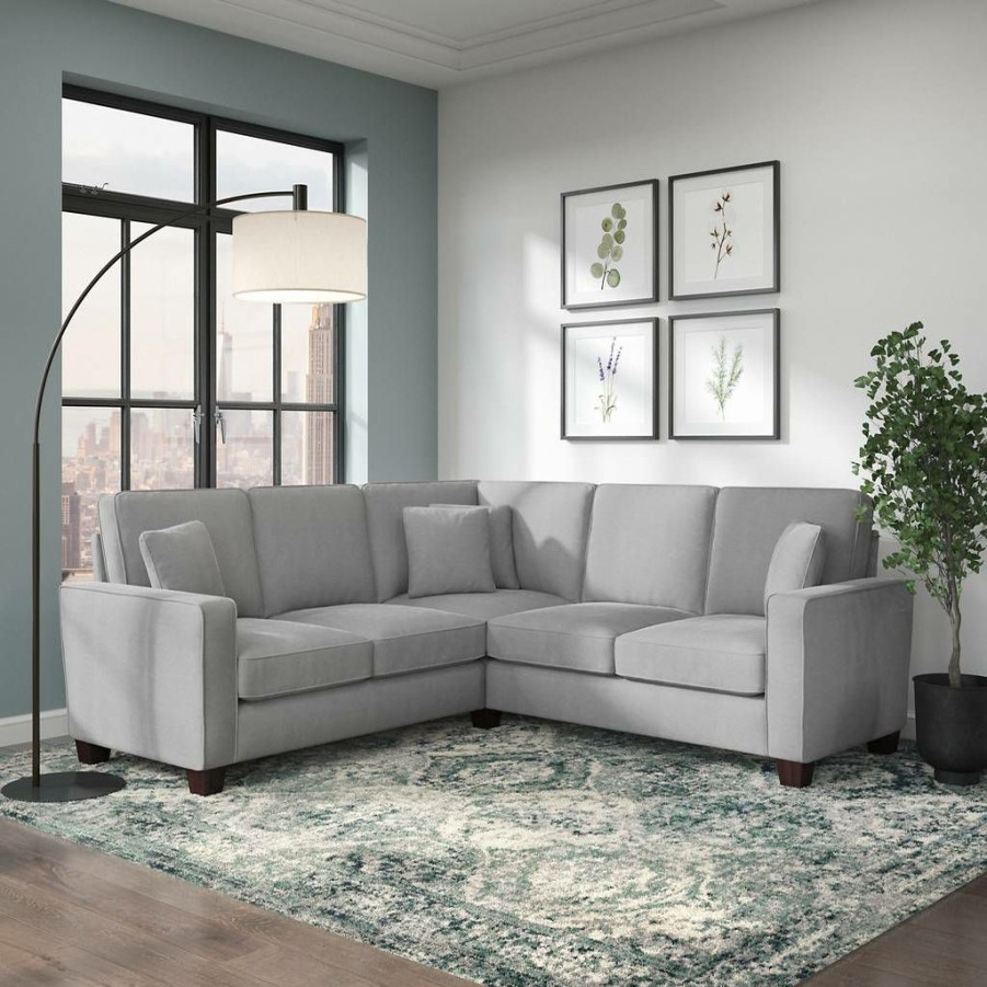 Living & Family Room Furniture * | Outlet Bush Furniture Stockton 87W L Shaped Sectional Couch In Light Gray Microsuede Bush Furniture Sny86Slgm-03K