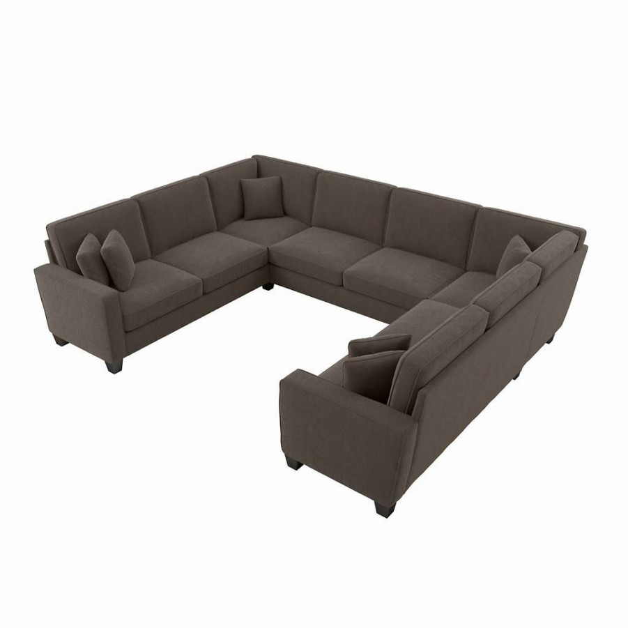 Living & Family Room Furniture * | Outlet Bush Furniture Stockton 125W U Shaped Sectional Couch In Chocolate Brown Microsuede Bush Furniture Sny123Scbm-03K