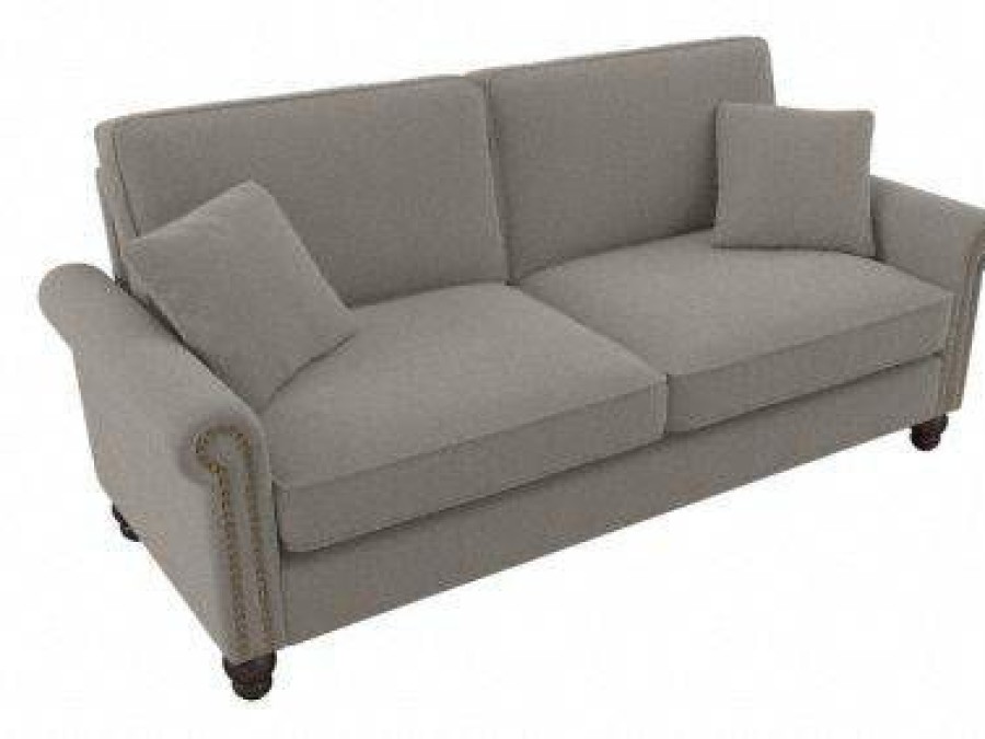 Living & Family Room Furniture * | Online Bush Furniture Coventry 73W Sofa In Beige Herringbone Bush Furniture Cvj73Bbgh-03K