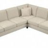 Living & Family Room Furniture * | Clearance Sale Bush Furniture Hudson 111W L Shaped Sectional Couch In Cream Herringbone Bush Furniture Hdy110Bcrh-03K