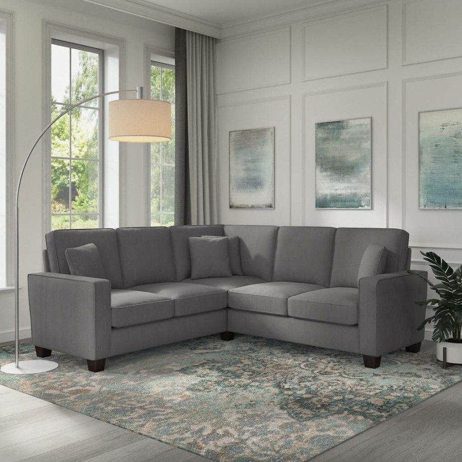 Living & Family Room Furniture * | Shoping Bush Furniture Stockton 86W L Shaped Sectional Couch In French Gray Herringbone Sny86Sfgh-03K