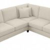 Living & Family Room Furniture * | Hot Sell Bush Furniture Coventry 87W L Shaped Sectional Couch In Cream Herringbone Bush Furniture Cvy86Bcrh-03K