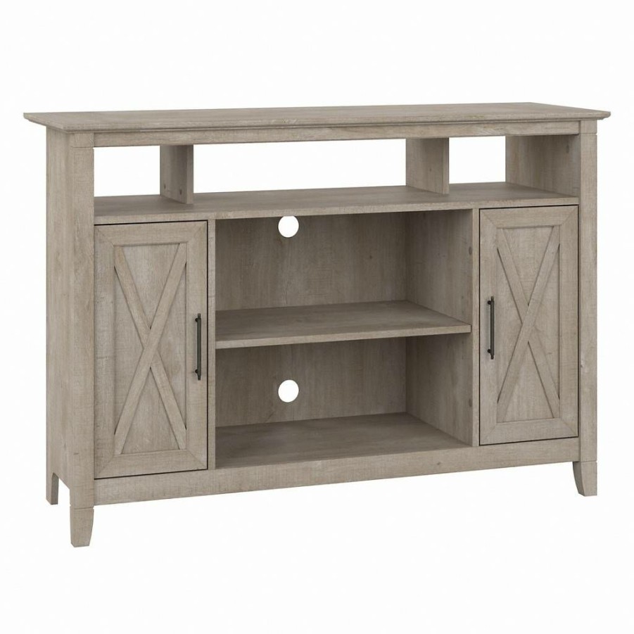 Living & Family Room Furniture * | Hot Sell Bush Furniture Key West Tall Tv Stand For 55 Inch Tv In Washed Gray Bush Furniture Kwv148Wg-03