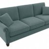 Living & Family Room Furniture * | Hot Sale Bush Furniture Coventry 85W Sofa In Turkish Blue Herringbone Bush Furniture Cvj85Btbh-03K