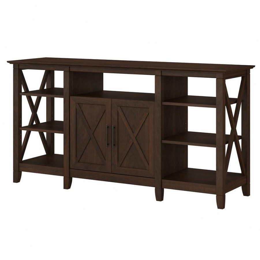 Living & Family Room Furniture * | Best Price Key West Tall Tv Stand For 65 Inch Tv In Bing Cherry Bush Furniture Kwv160Bc-03