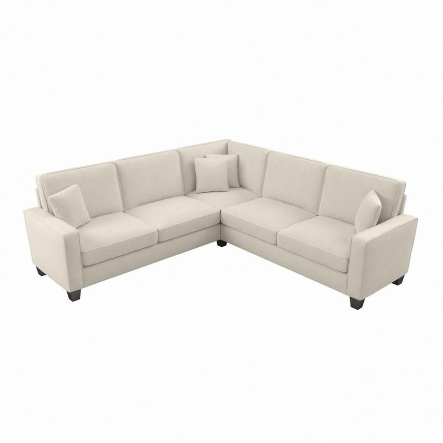 Living & Family Room Furniture * | Crazy Deals Bush Furniture Stockton 98W L Shaped Sectional Couch In Cream Herringbone Sny98Scrh-03K