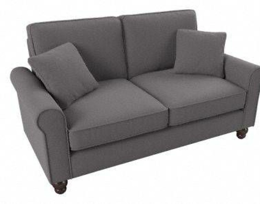 Living & Family Room Furniture * | Quick Delivery Bush Furniture Hudson 61W Loveseat In French Gray Herringbone Bush Furniture Hdj61Bfgh-03K