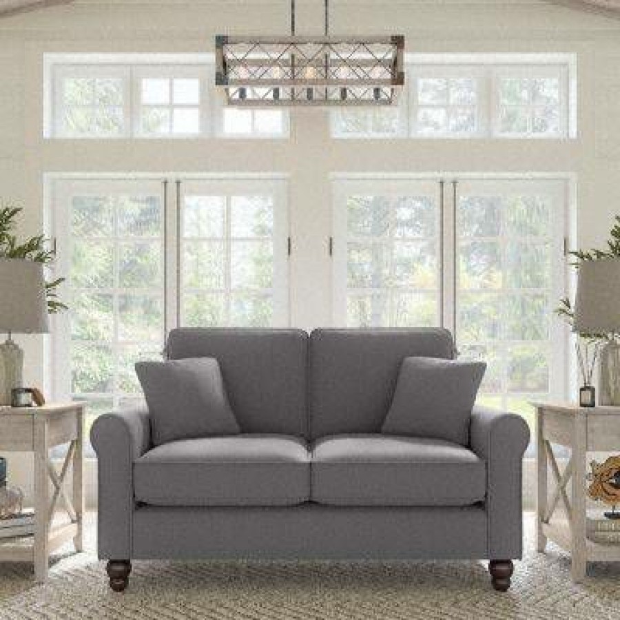 Living & Family Room Furniture * | Quick Delivery Bush Furniture Hudson 61W Loveseat In French Gray Herringbone Bush Furniture Hdj61Bfgh-03K