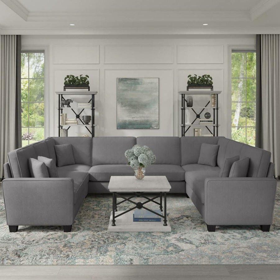 Living & Family Room Furniture * | Limited Edition Bush Furniture Stockton 123W U Shaped Sectional Couch In French Gray Herringbone Sny123Sfgh-03K