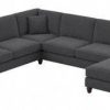 Living & Family Room Furniture * | Promotions Bush Furniture Coventry 128W U Shaped Sectional Couch With Reversible Chaise Lounge In Charcoal Gray Herringbone Bush Furniture Cvy127Bcgh-03K