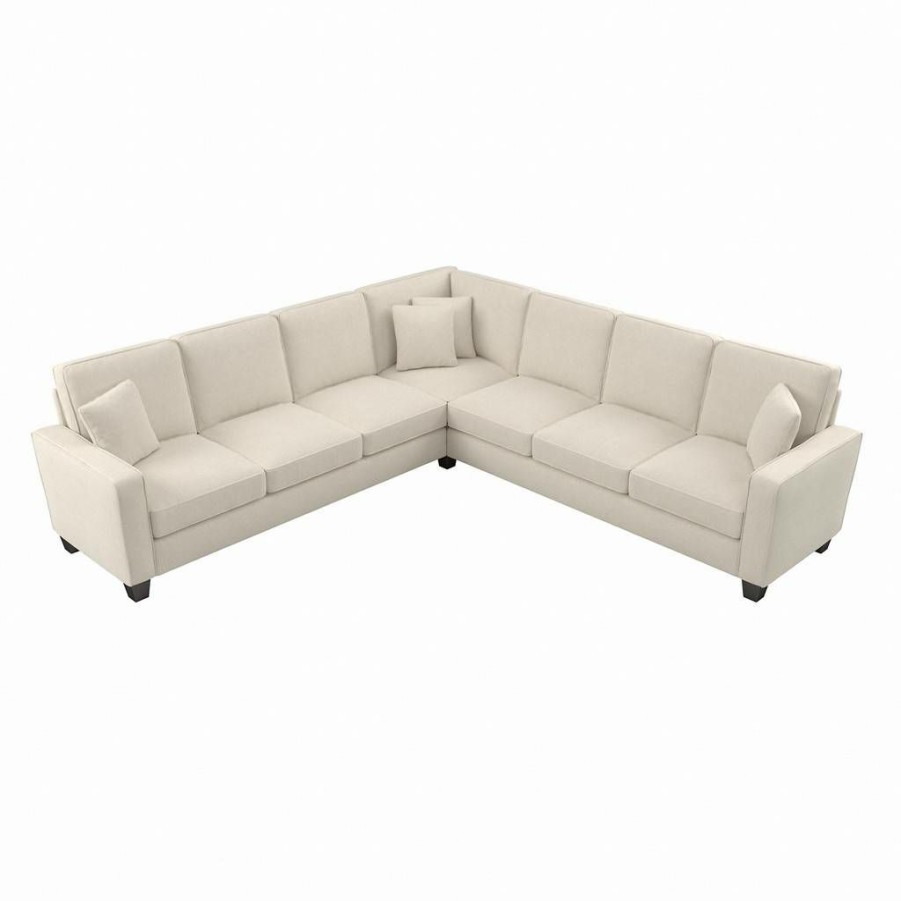 Living & Family Room Furniture * | Promotions Bush Furniture Stockton 110W L Shaped Sectional Couch In Cream Herringbone Sny110Scrh-03K