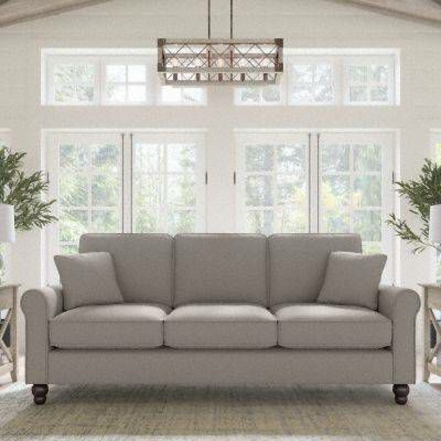 Living & Family Room Furniture * | Discounts Bush Furniture Hudson 85W Sofa In Beige Herringbone Bush Furniture Hdj85Bbgh-03K