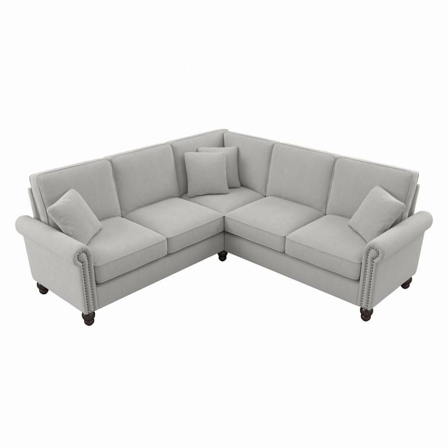 Living & Family Room Furniture * | Promotions Bush Furniture Coventry 87W L Shaped Sectional Couch In Light Gray Microsuede Bush Furniture Cvy86Blgm-03K