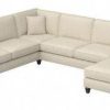 Living & Family Room Furniture * | Promotions Bush Furniture Hudson 128W U Shaped Sectional Couch With Reversible Chaise Lounge In Cream Herringbone Bush Furniture Hdy127Bcrh-03K