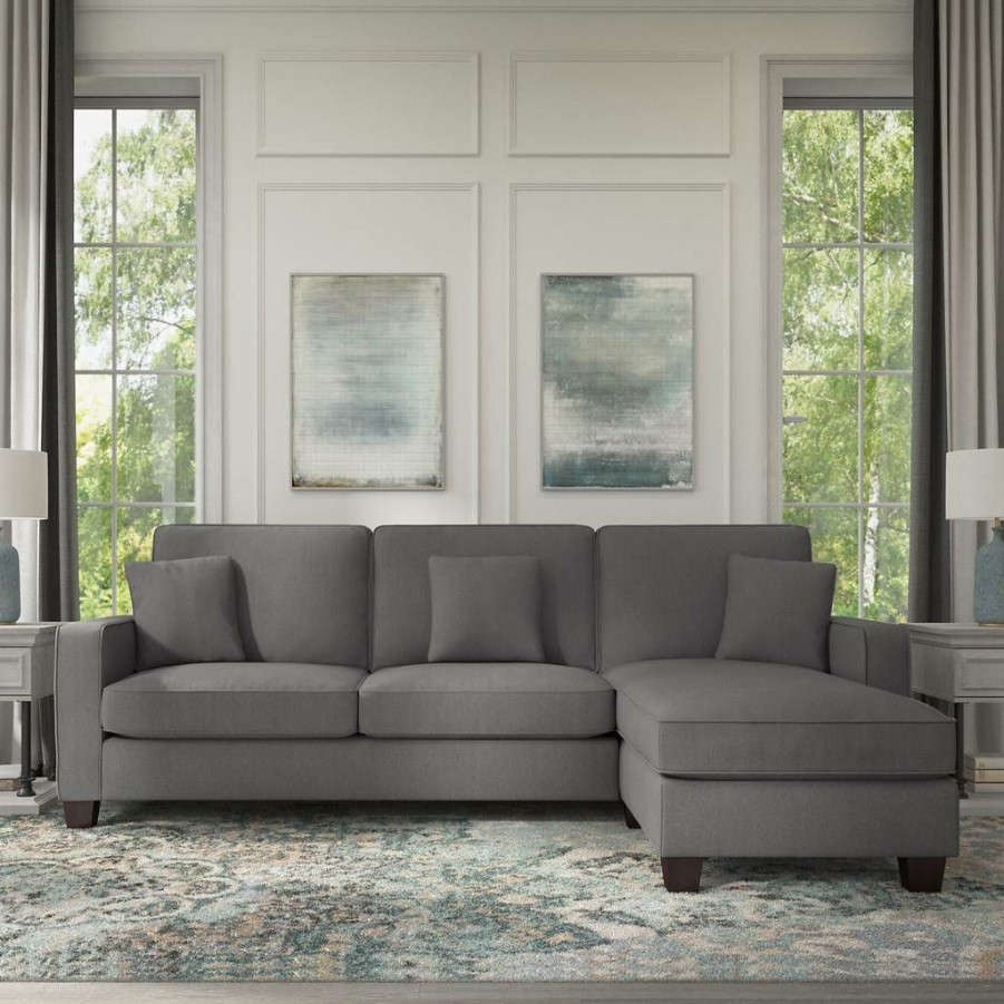 Living & Family Room Furniture * | Promotions Bush Furniture Stockton 102W Sectional Couch With Reversible Chaise Lounge In French Gray Herringbone Sny102Sfgh-03K