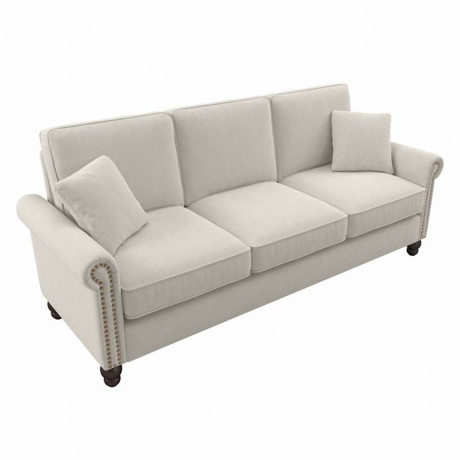 Living & Family Room Furniture * | Excellent Quality Bush Furniture Coventry 85W Sofa In Light Beige Microsuede Bush Furniture Cvj85Blbm-03K