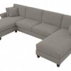 Living & Family Room Furniture * | Discounts Bush Furniture Coventry 131W Sectional Couch With Double Chaise Lounge In Beige Herringbone Bush Furniture Cvy130Bbgh-03K