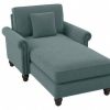 Living & Family Room Furniture * | Clearance Sale Bush Furniture Coventry Chaise Lounge With Arms In Turkish Blue Herringbone Bush Furniture Cvm41Btbh-03K