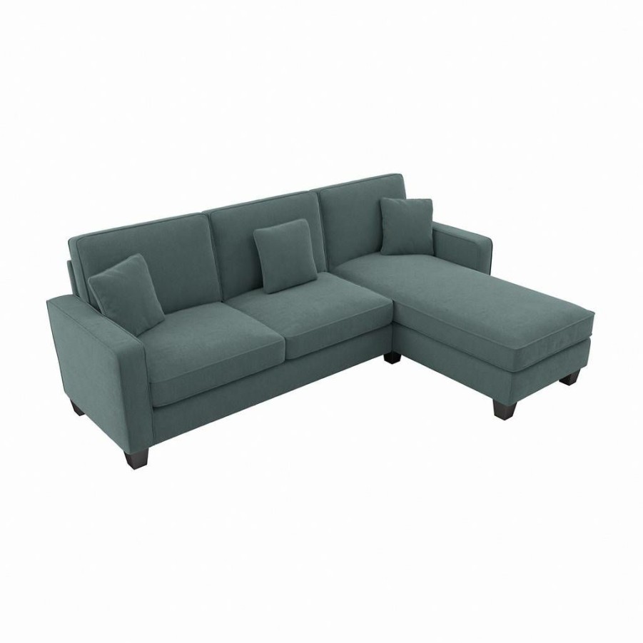 Living & Family Room Furniture * | Hot Sell Bush Furniture Stockton 102W Sectional Couch With Reversible Chaise Lounge In Turkish Blue Herringbone Sny102Stbh-03K