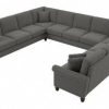 Living & Family Room Furniture * | Hot Selling Bush Furniture Coventry 137W U Shaped Sectional Couch In French Gray Herringbone Bush Furniture Cvy135Bfgh-03K