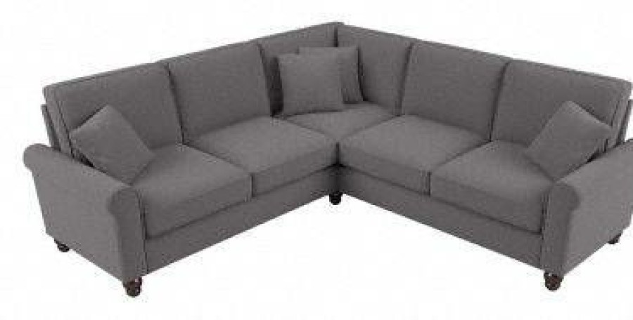 Living & Family Room Furniture * | With Discount Bush Furniture Hudson 87W L Shaped Sectional Couch In French Gray Herringbone Bush Furniture Hdy86Bfgh-03K