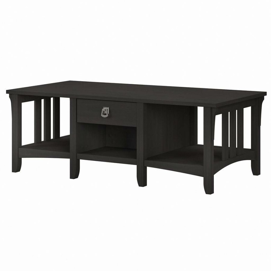 Living & Family Room Furniture * | Shoping Salinas Coffee Table With Storage In Vintage Black Bush Furniture Sat248Vb-03