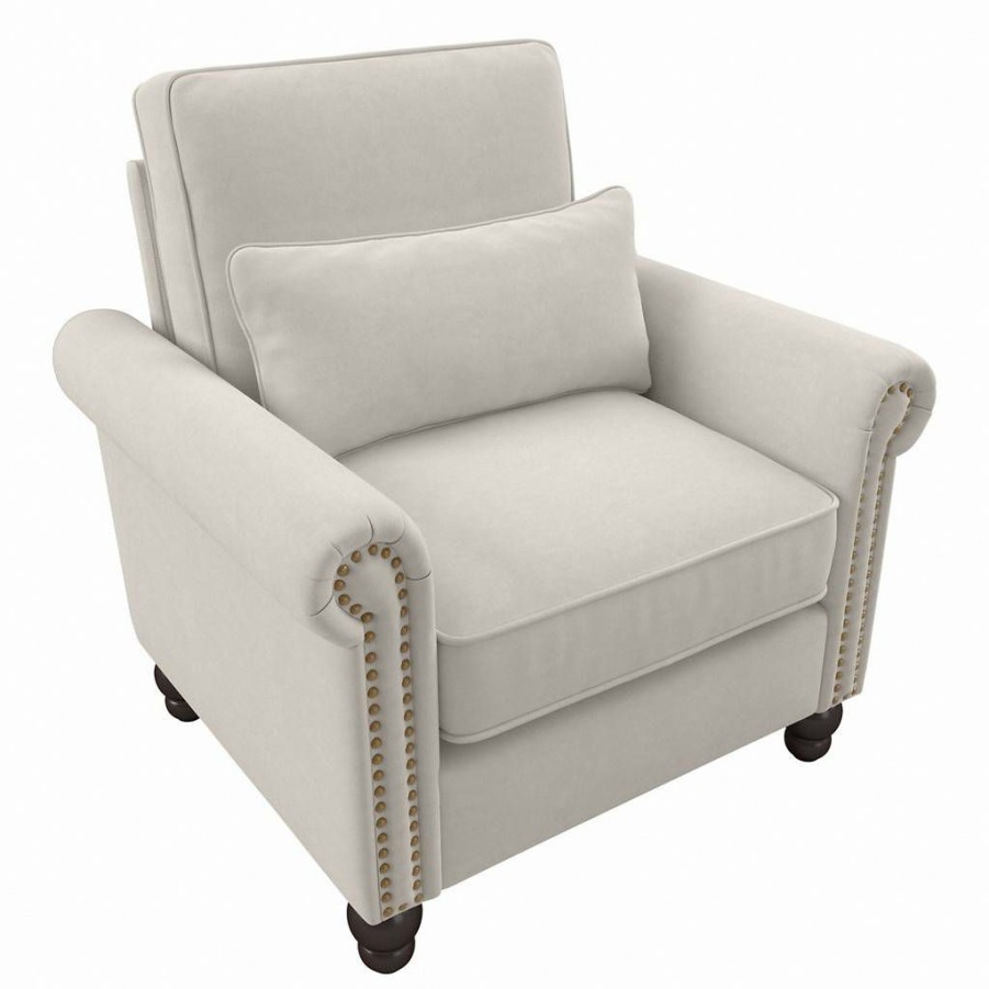 Living & Family Room Furniture * | Hot Sell Bush Furniture Coventry Accent Chair With Arms In Light Beige Microsuede Bush Furniture Cvk36Blbm-03