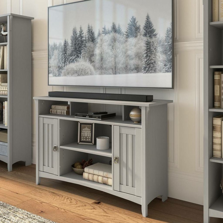 Living & Family Room Furniture * | Large Choice Bush Furniture Salinas Tall Tv Stand For 55 Inch Tv In Cape Cod Gray Bush Furniture Sav148Cg-03