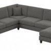 Living & Family Room Furniture * | Large Choice Bush Furniture Coventry 128W U Shaped Sectional Couch With Reversible Chaise Lounge In French Gray Herringbone Bush Furniture Cvy127Bfgh-03K