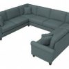 Living & Family Room Furniture * | Online Bush Furniture Hudson 125W U Shaped Sectional Couch In Turkish Blue Herringbone Bush Furniture Hdy123Btbh-03K