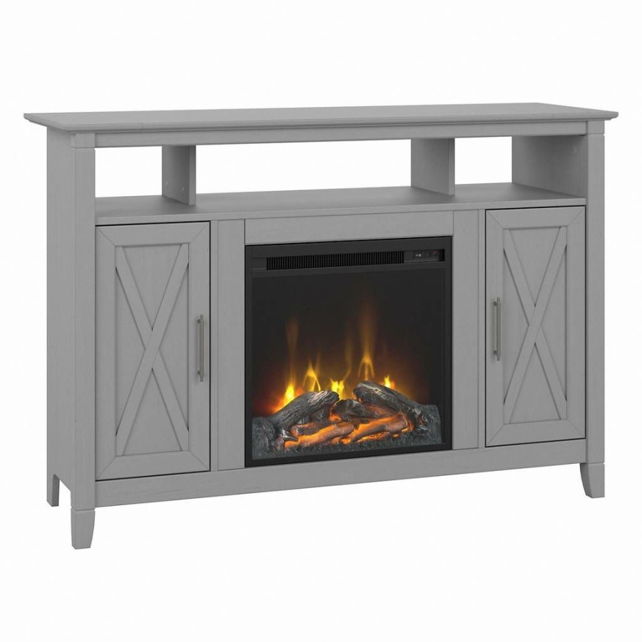 Living & Family Room Furniture * | Classical Bush Furniture Key West Tall Electric Fireplace Tv Stand For 55 Inch Tv In Cape Cod Gray Bush Furniture Kws064Cg