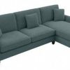 Living & Family Room Furniture * | Exclusive Design Bush Furniture Coventry 102W Sectional Couch With Reversible Chaise Lounge In Turkish Blue Herringbone Bush Furniture Cvy102Btbh-03K