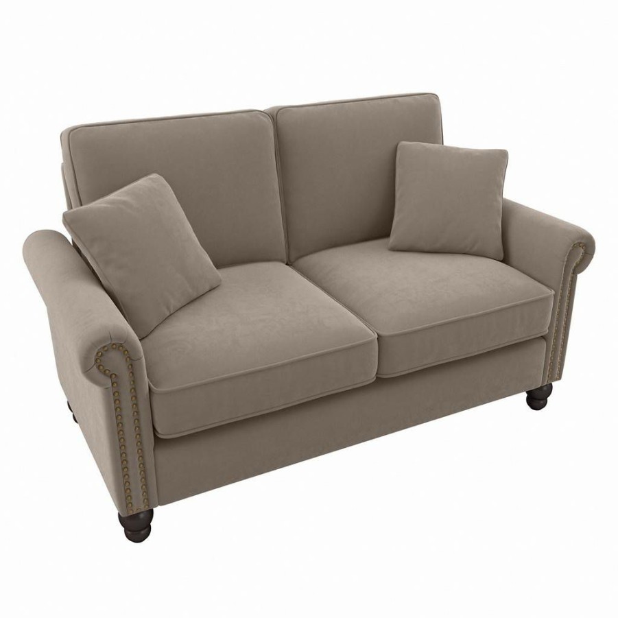 Living & Family Room Furniture * | Best Price Bush Furniture Coventry 61W Loveseat In Tan Microsuede Bush Furniture Cvj61Btnm-03K