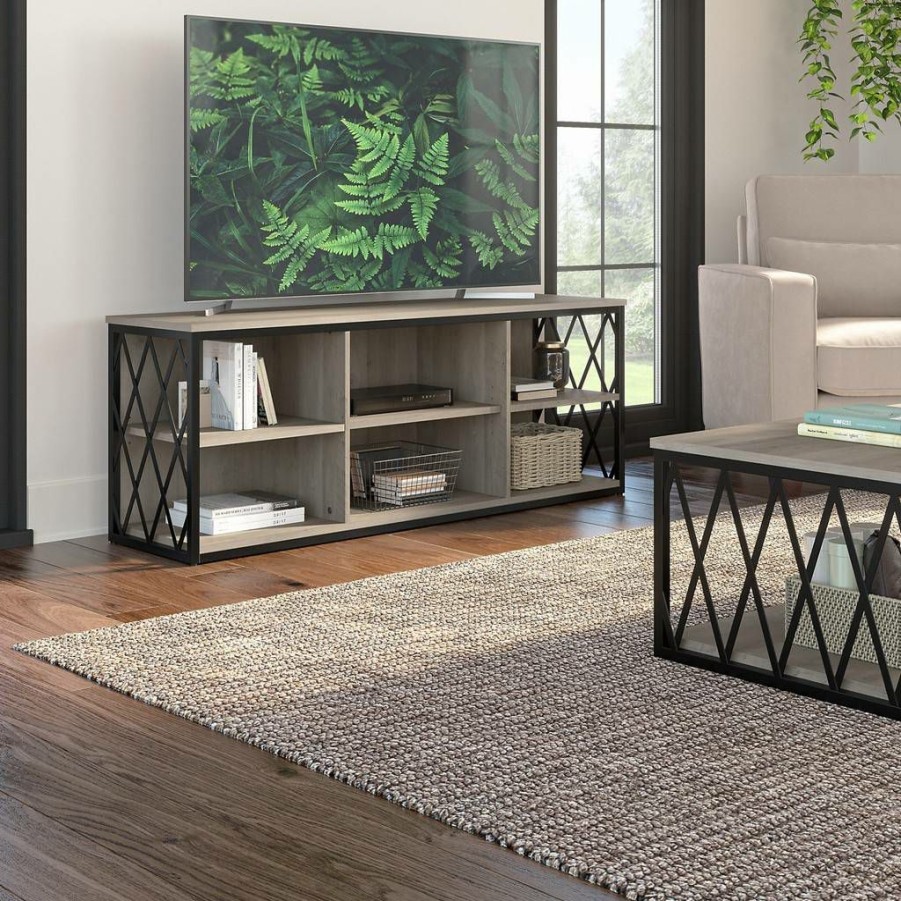 Living & Family Room Furniture * | Hot Sell Kathy Ireland Home By Bush Furniture City Park 60W Industrial Tv Stand For 70 Inch Tv In Driftwood Gray Bush Furniture Cpv160Dg-03