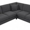 Living & Family Room Furniture * | With Discount Bush Furniture Coventry 87W L Shaped Sectional Couch In Charcoal Gray Herringbone Bush Furniture Cvy86Bcgh-03K