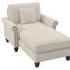 Living & Family Room Furniture * | Limited Edition Bush Furniture Coventry Chaise Lounge With Arms In Cream Herringbone Bush Furniture Cvm41Bcrh-03K